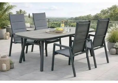 Zdjęcie produktu dla Destiny COSTA HL SAN MARINO Zestaw wypoczynkowy 4 HL+stół 180x90cm, półowalny, szary