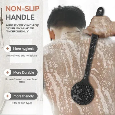 Produktbild von Silikon-Badborstel-Set mit langen Bürsten, Körper-Exfolier-Bürsten, Massage-Dusch-Bürsten, Staubsauger-Bürsten und dicken Staubsauger-Scrubbern