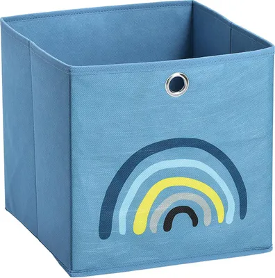 Image de ZELLER Boîte de rangement pour enfants textile, bleu, arc-en-ciel 28x28x28cm