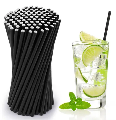 Produktbild von Papierstrohhalme Schwarz 510 Stück 19,7 cm biologisch abbaubar