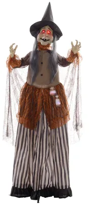 Produktbild von HOMCOM 183cm Halloween Dekoration Halloween-Hexe mit LED-Lichter, Soundfunktion