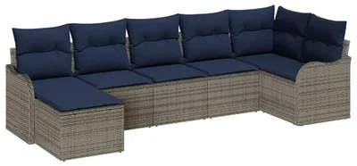 Productafbeelding van vidaXL Tuinset, 7-delig, grijs, polyrotan
