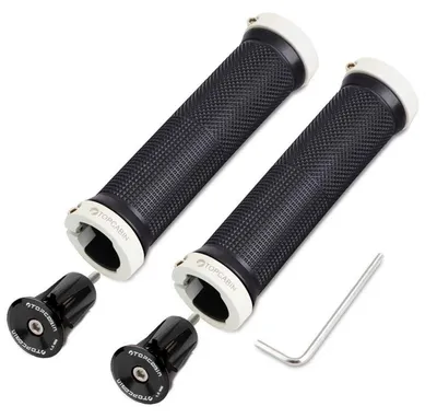 Productafbeelding van Fiets handvatten, 1 paar, ergonomisch, aluminium, wit, voor mountainbike, fietssport