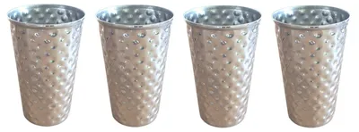 Produktbild von BURI Edelstahl Becher 500ml 4er-Set gehämmert Trinkbecher Metallbecher Camping Party