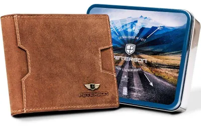 Obrázek produktu pro Peterson Pánská kožená peněženka RFID horizontální světle hnědá 11x8,5 cm