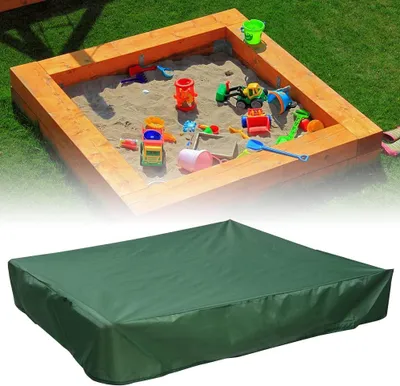 Obrázek produktu pro Kryt na pískoviště 120 x 120 cm, voděodolný ochranný kryt se 70% UV ochranou pro pískoviště Oxford, se stahovací šňůrkou, zelený