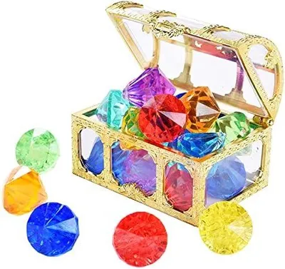 Produktbild von Cosswe Tauchjuwelen Tauchspielzeug Edelstein Kinder Tauchjuwel Pool Diamant Spielzeug Unterwasser Edelstein Piratenschatz Spielzeug Schatzkiste Schwimm Tauchen Edelsteine Und Edelstein Box