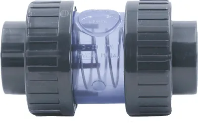 Produktbild von HAF 1x PVC Rückschlagventil Transparent mit 63mm | Klebemuffe x Klebemuffe | Kegelrückschlagventil aus grauem PVC | PN16 für Rohr, Verrohrung & Teich