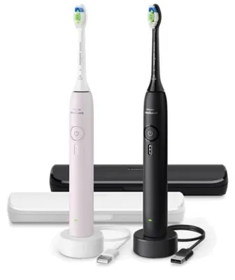 Produktbild von Philips Sonicare 3100 series 3100 HX4072/42 Wiederaufladbare Zahnbürste, Erwachsener, Schallzahnbürste, Tägliche Pflege, 31000 Bewegungen pro Minute, Schwarz, Pink, 2 min, 4 x 30 sec