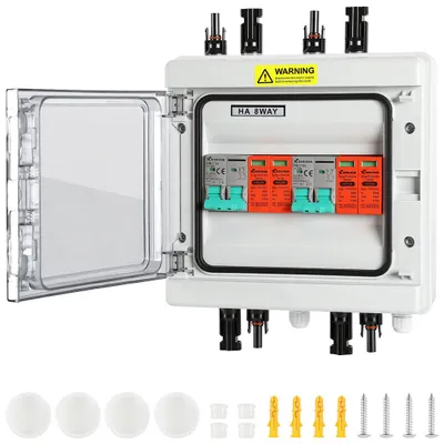 Produktbild von Vigevee Solar Anschlusskasten Überspannungsschutz PV Photovoltaik Blitzschutz Trennschalter Anlage LS Solarpanel DC 2-strings