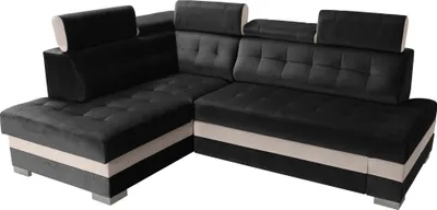 Produktbild von Robin Paris Ecksofa mit Schlaffunktion Bettkasten 5 Verstellbare Kopfstützen Sofa L-Form Schlafsofa Freistehende Eckcouch Schlafcouch Wohnzimmermöbel Wohnlandschaft Schwarz Creme