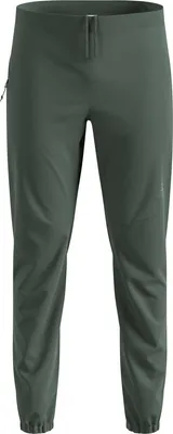 Odlo Essentials Warm Langlaufhose in dunklem Grün mit elastischem Bund und Reißverschlusstasche an der Seite