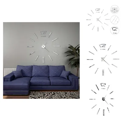 Immagine prodotto di vidaXL Orologio da parete 3D dal design moderno 100 cm XXL argento - Orologi da parete