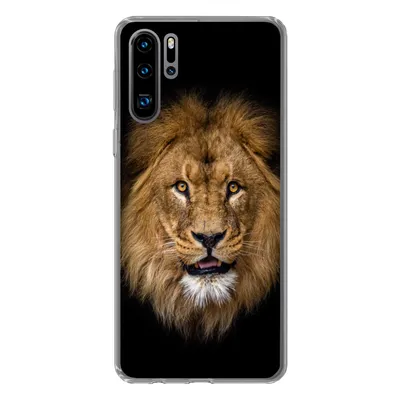 Produktbild von MuchoWow® Handyhülle Schutzhülle Hülle für Huawei P30 Pro Löwe - Porträt - Schwarz - Tiere Silikon Softcase Handy Hülle - Schutzdeckel