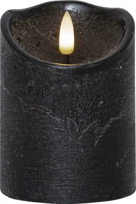 Produktbild von LED Kerze FLAMME - Rustik-Optik - Echtwachs - 3D Flamme - H: 10cm - Batterie - Timer - schwarz