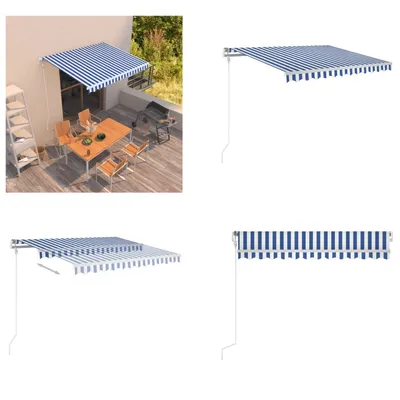 Obrázok produktu pre vidaXL Markíza Automatic Retractable 300x250 cm Blue and White - Markízy - Slnečné striešky - Slnečné striešky
