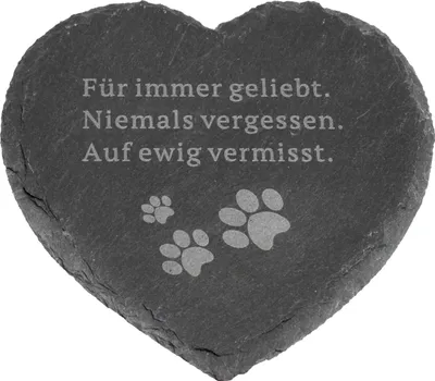 Produktbild von SCHIEFER-HERZ Trauerherz Pfote "Für immer geliebt" ca. 12x12cm