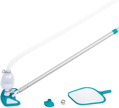Produktbild von Bestway® Poolpflege Basis-Set AquaClean™ mit pumpenbetriebenem Poolsauger & Kescher für Poolgrößen bis 610 cm