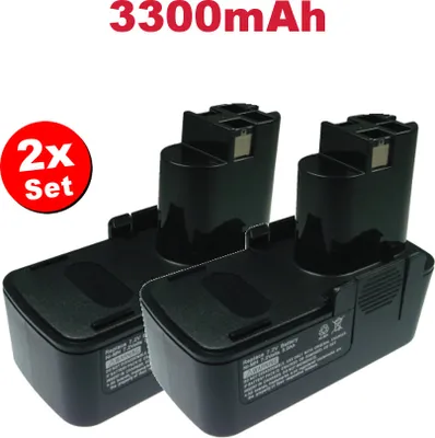 Produktbild von 2x Hochleistungs Ni-MH Werkzeug Akku für Bosch GBM 7.2, GSR 7.2V, PSR 7.2 VES, GNS 7.2V, GUS 7.2, GDR50 - ersetzt 2607335033 2607335073 / 7,2V 3300mAh