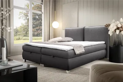 Produktbild von Boxspringbett Schlafzimmerbett VALENTIN 180x200cm Stoff Neve-Vega Anthrazit