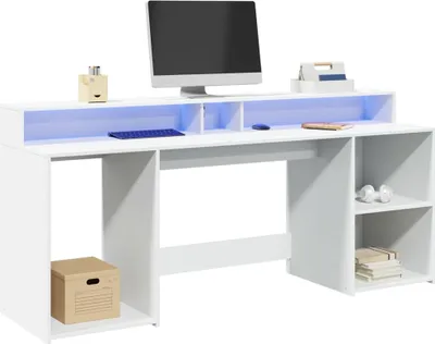 Immagine prodotto di Maison Exclusive - Scrivania con Luci LED Bianca 200x55x91 cm in Truciolato