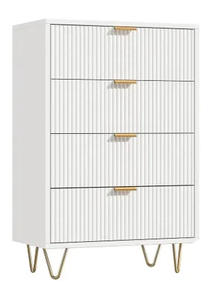 Obrázek produktu pro Skříň – Komoda – Šatní skříň – Úložná skříň – Skříň do obývacího pokoje – Moderní design – 60 cm x 34 cm x 91 cm – Bílá barva