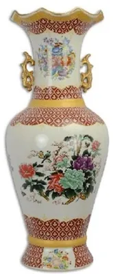 Produktbild von Casa Padrino Jugendstil Porzellan Vase Mehrfarbig Ø 23 x H. 60,3 cm - Runde Blumenvase mit elegantem Blumen Design - Barock & Jugendstil Deko Accessoires