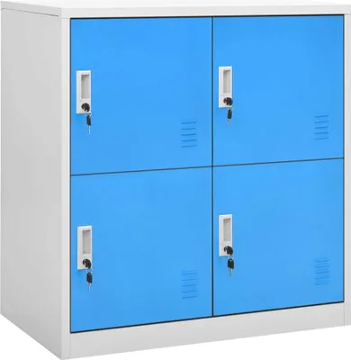 Produktbild von The Living Store Schließfachschrank Hellgrau und Blau 90x45x92,5 cm Stahl