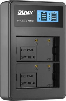 Produktbild von USB Dual Ladegerät für Panasonic DMW-BLF19E Akkus beleuchtetes Display Ladestandanzeige