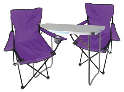 3-tlg. Lila Campingmöbel Set, Tisch mit Tragegriff und Campingstuhl mit Tasche