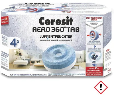 Obrázek produktu pro Odvlhčovač vzduchu Ceresit AERO 360 stupňů náplň granulátu 4 kusy