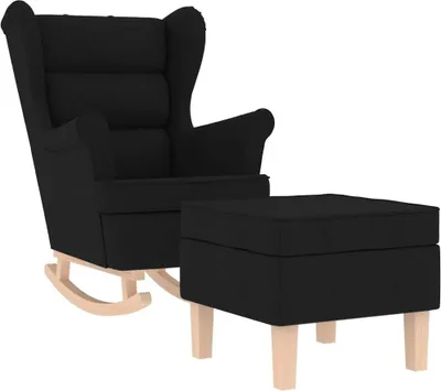 Obrázek produktu pro Houpací křeslo s podnožkou černé textil