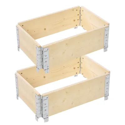 Produktbild von Garronda 2 Stück Holzaufsatzrahmen für Palette Aufbewahrungskiste aus Holz Hochbeete Holzkiste Natural 60/40