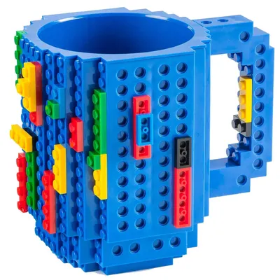 Bauklötze-Kaffeetasse 350 ml, blau, DIY-Becher