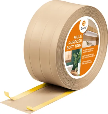 Zdjęcie produktu dla QUEST Listwa wykończeniowa W3 z PCV 4w1 1x120mm, 5m samoprzylepna, maskująca elastyczna listwa podłogowa, ścienna, piaskowy