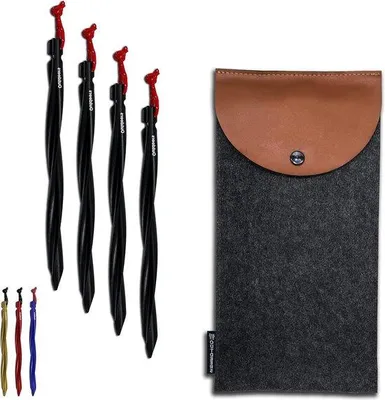Produktbild von Famanu Zeltanker Aluminium - große Zeltspitzen (25 cm) - Set mit 6 oder 8 Stück und Tasche