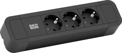 Image de BACHMANN PRIMO2 Steckdosenleiste 3x Schutzkontakt, Aluminium, schwarz, 2 m