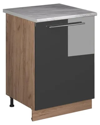 Produktbild von Spülenunterschrank Vicco Fame-Line Anthrazit Hochglanz/Goldkraft Eiche 60 cm, Model 63378