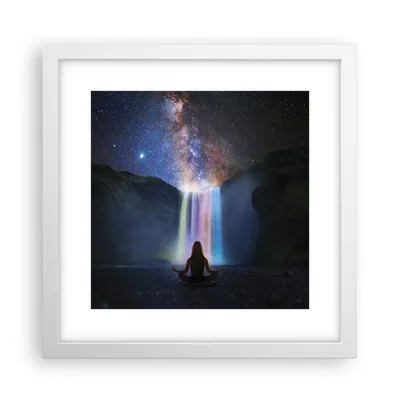 Produktbild von Gerahmtes Poster - Weißer Rahmen - Wasserfall die Sterne Meditation - 30x30 cm - Wand Bild - Wanddeko - Wandbilder - Kunstposter - Wandposter - Bilderrahmen - Bilder - Kunstdruck - P2WAC30x30-4774