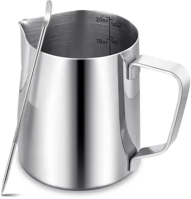 Immagine prodotto di Macchine per montare il latte per caffè - 600 ml, acciaio inossidabile, ideali per cappuccino, latte e espresso