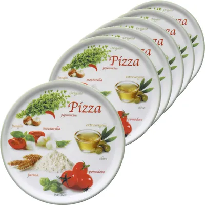 Produktbild von 6er Set Pizzateller Napoli Green Ø 32 cm Servier-Platte XL-Teller Porzellan