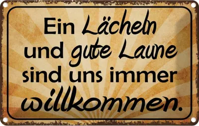 Produktbild von vianmo Blechschild 12x18 cm Lächeln gute Laune willkommen Dekoration Spruch Zitat
