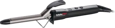 A professional studio shot of a curling iron against a white background.