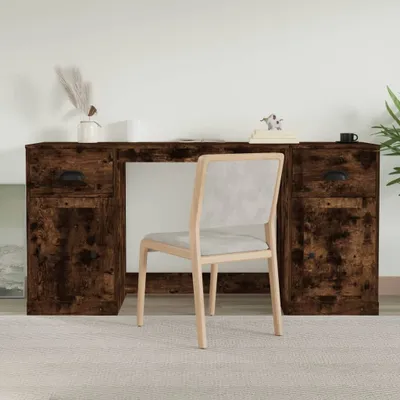 Immagine prodotto di The Living Store Scrivania con vano portaoggetti in legno di rovere affumicato