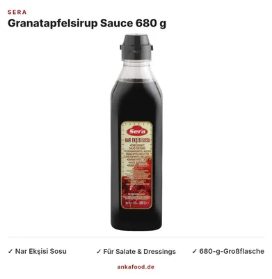 Produktbild von Sera Granatapfelsirup-Sauce 680 g – fruchtig-saures Würzmittel für Salate & Marinaden