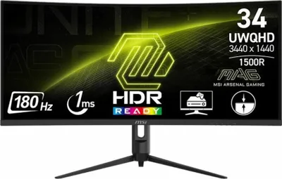Produktbild von MSI MAG 342CQRDE E2, 86,4 cm (34"), 3440 x 1440 Pixel, UltraWide Quad HD, LCD, 1 ms, Schwarz