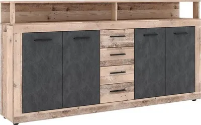 Obrázok produktu pre Kondela Štvordverová komoda so zásuvkami Lunysa - old wood light / matera