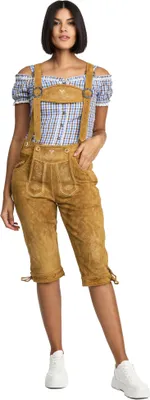 Produktbild von Steigenhöfer Traditionelle Kniebund-Lederhose für Damen mit Trägern Hellbraun 36