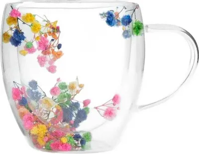 Produktbild von HOMLA SECO Glas mit Doppelwand und Blumen niedrig 0,25 l