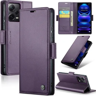 Immagine prodotto di Custodia Redmi Note 12 Pro+, RFID Blocking Card, Custodia avanzata in pelle flip con funzione stand per Xiaomi Redmi Note 12 Pro+ Viola
